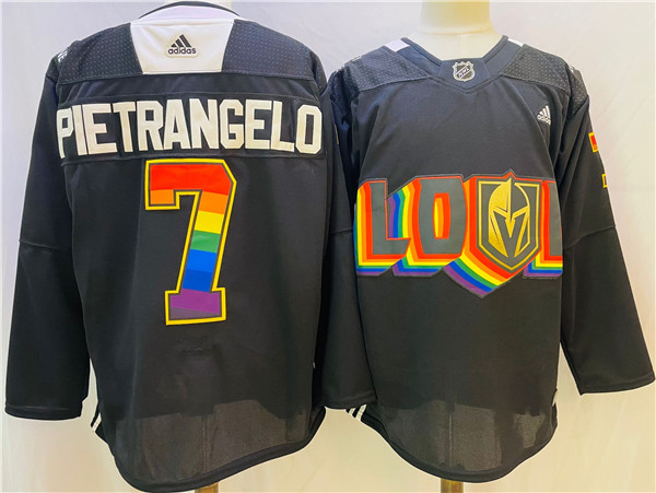 Men's Vegas Golden Knights #7 Alex Pietrangelo 2022 Black Pride night Stitched Jersey - Click Image to Close